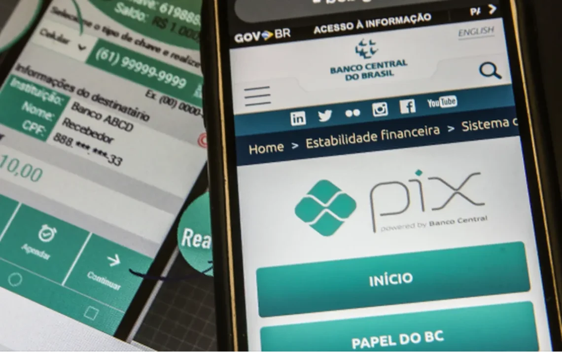 pagamento, transferência, débito;